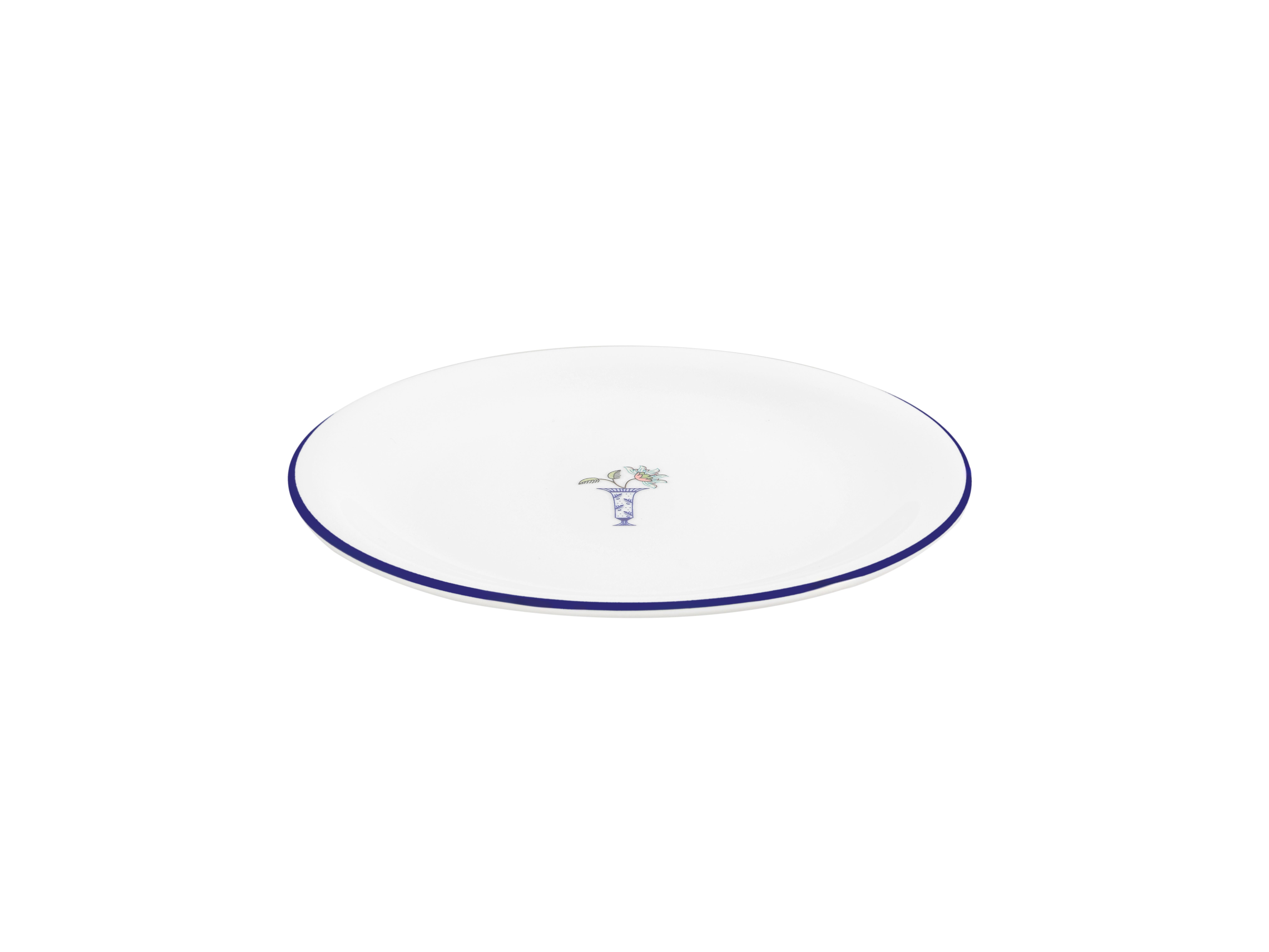 Тарелка мелкая Vaso Piccolo 220 мм, кант синий, Porland DS16