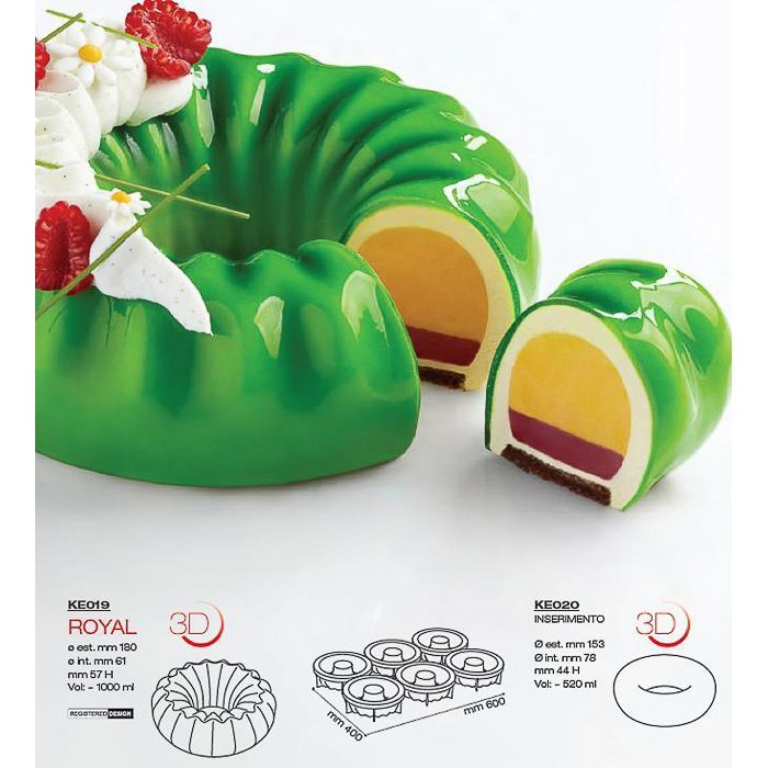 Форма кондитерская ROYAL, силикон, d 180 мм, h 57 мм, Pavoni KE019S
