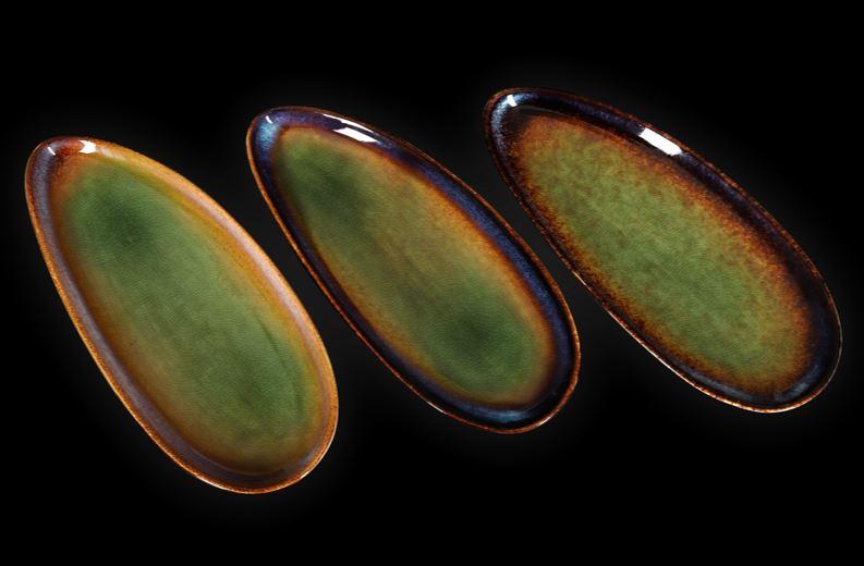 Блюдо овальное Corone Verde 255х115 мм фарфор синий+зеленый