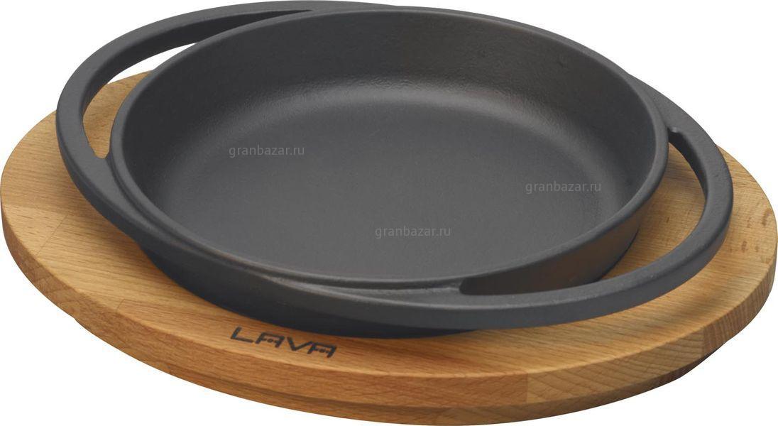 Сковорода-мини d=160 мм. на дерев. подставке, чугун, черная LAVA LV ECO Y TV 16 K4