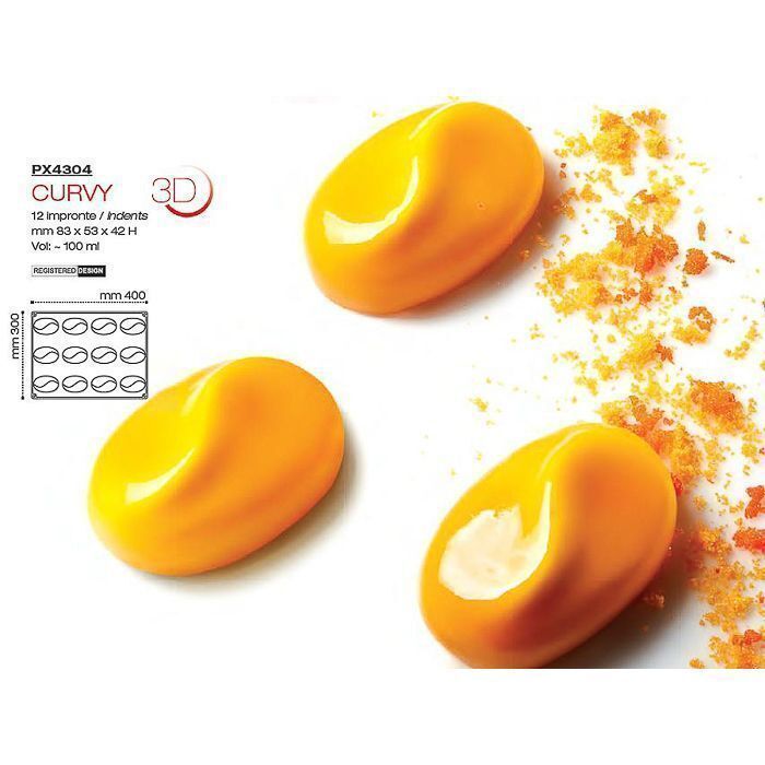 Форма кондитерская CURVY 400х300 мм, силикон, р-р ячейки: 83х53 мм, h 42 мм, Pavoni PX4304S