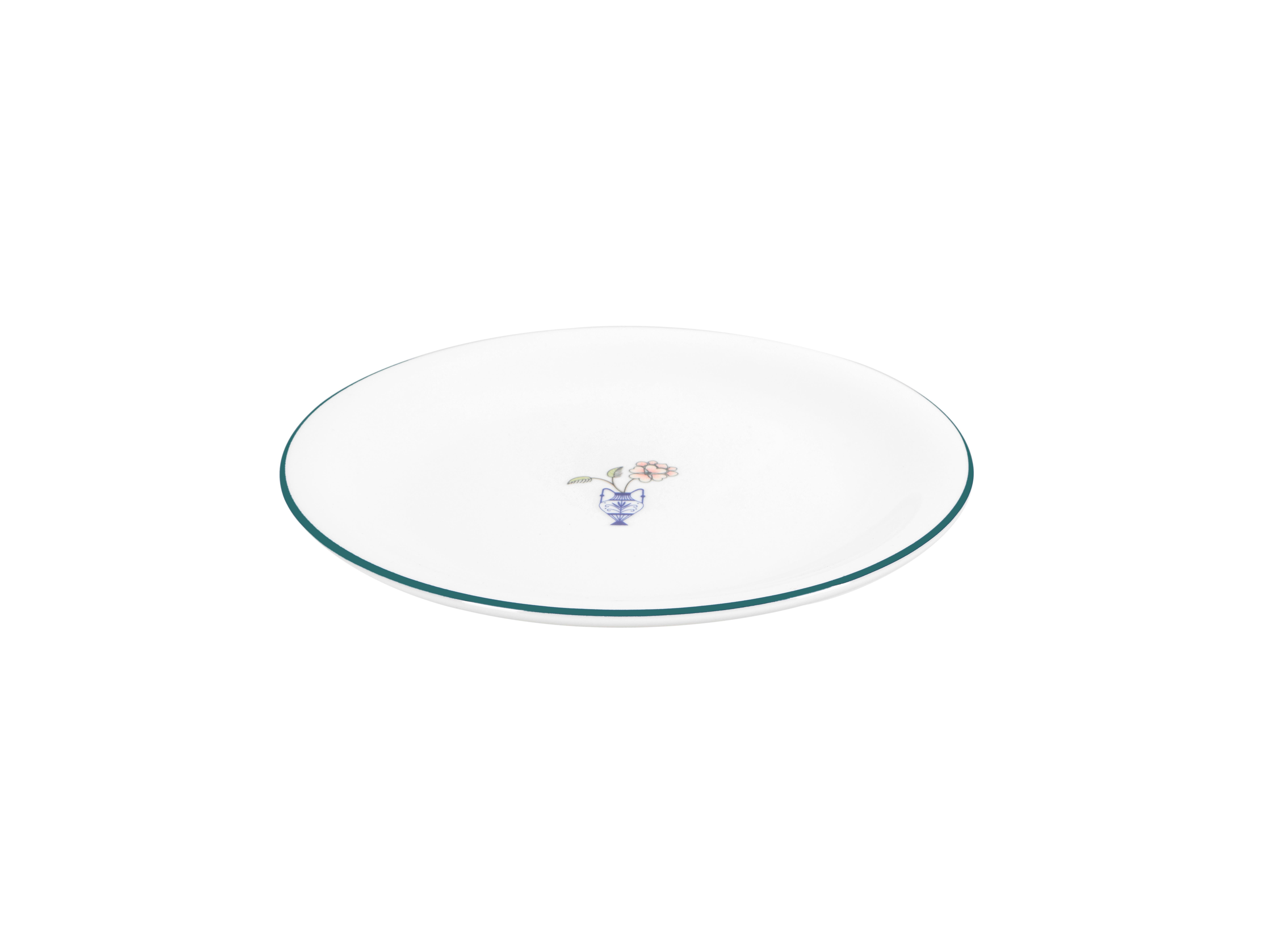 Тарелка мелкая Vaso Piccolo 220 мм, кант зеленый, Porland DS15