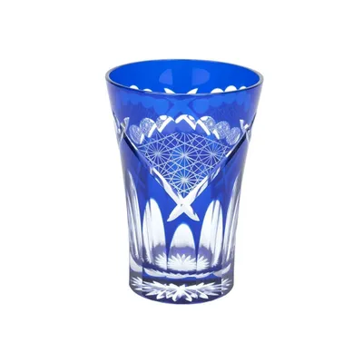 Стакан «Хризантема и веер» стекло 240мл D=75,H=105мм лазурн. Tajima Glass TK21-001-1B