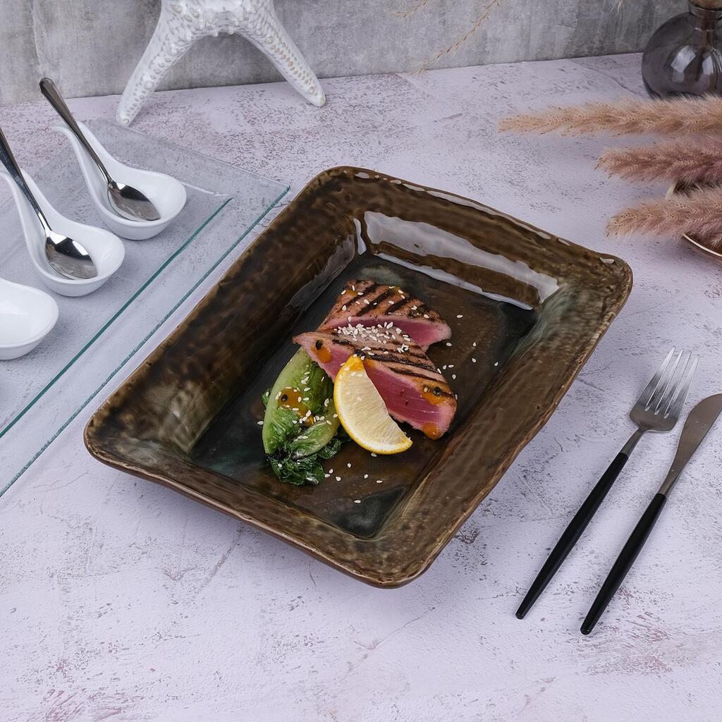 Блюдо прямоугольное Dark Brown Frutti di Mare 310*215 мм h48 мм P.L. Proff Cuisine B240130531-2406B