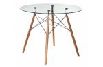 Стол стеклянный PT-151 800х800х760 мм clear glass/wood