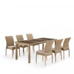 Комплект плетеной мебели из искусственного ротанга T365/Y380B-W65 6PCS Light Brown