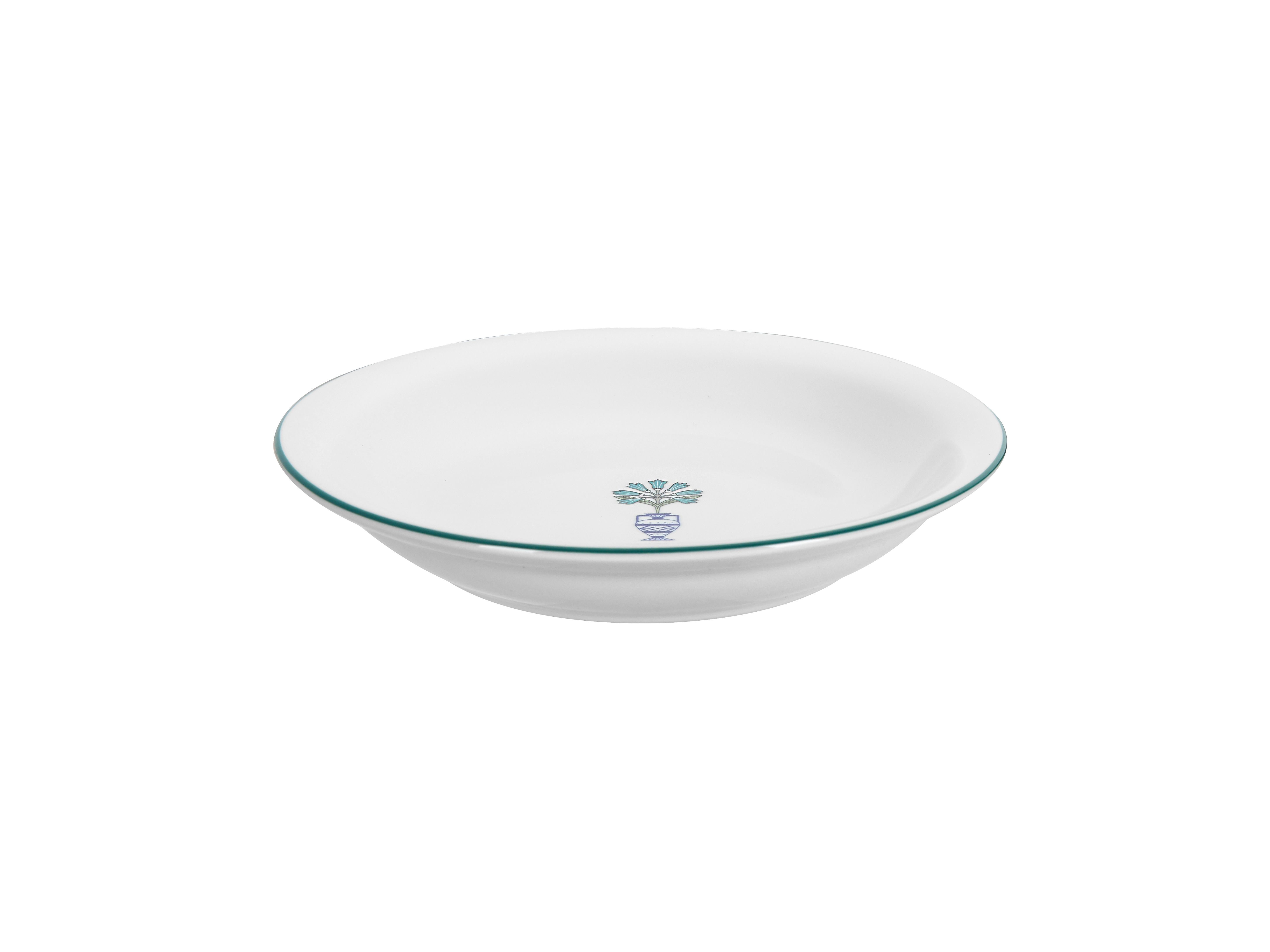 Тарелка глубокая Vaso Piccolo 210 мм, кант зеленый, Porland DS13