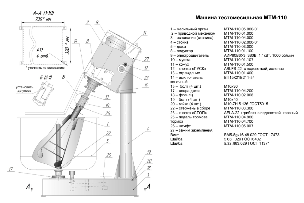 Тестомес Торгмаш Пермь МТМ-110