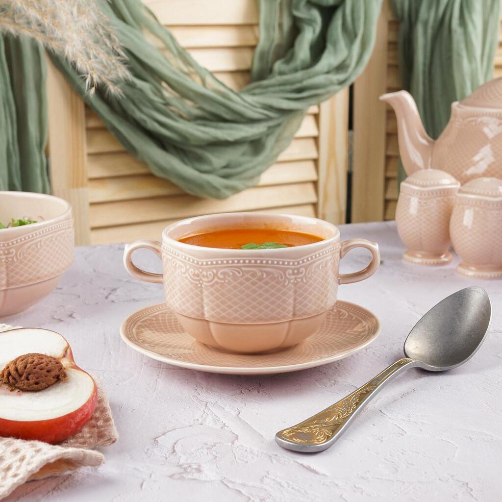 Бульонная пара Aristocrat Peach Tea 390 мл d 103 мм h70 мм Noble 313619+313009-PEACH [1]