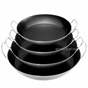 Сковорода д/паэльи 2ручки; голуб.сталь; D=34,H=6,L=42.5см; серый Buyer 5023,34