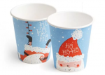 Стакан д/хол./гор., 0.25л.,d 80мм, h 88мм,с печатью Santa XO, бел.,картон,однослойный, ООО Прома 1000шт.