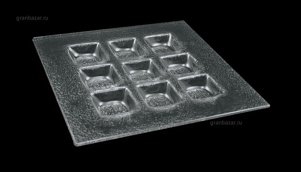Тарелка 200x200 мм 9-ти секционная прозр. стекло Glassware 3D (2020-9044-24-003)