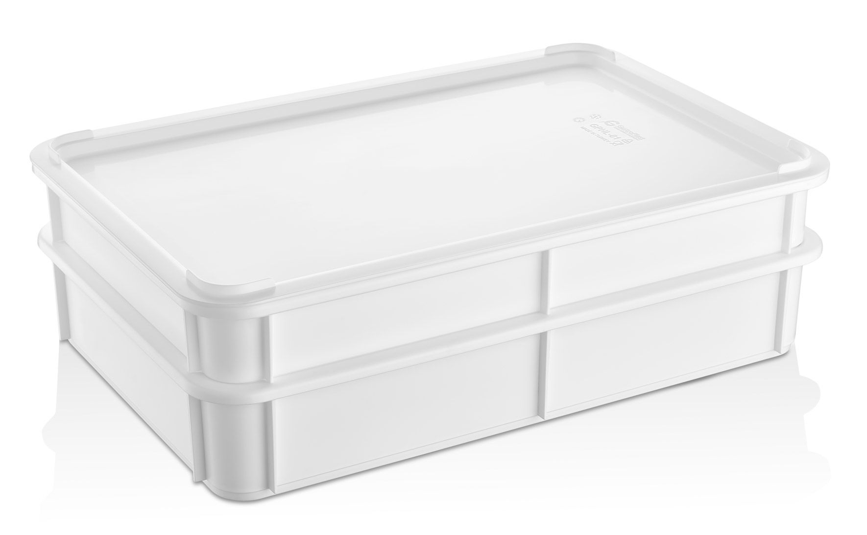 Контейнер для теста Gastroplast 600*400*100 мм. прямой, сплошной, мороз-кий, белый полиэт./1/6 GPHPE-100