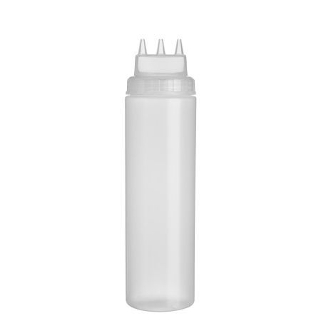Емкость для соуса 750 мл. d=70 мм. h=270 мм. 3 носика, широкая прозрачная Gastroplast /1/48/