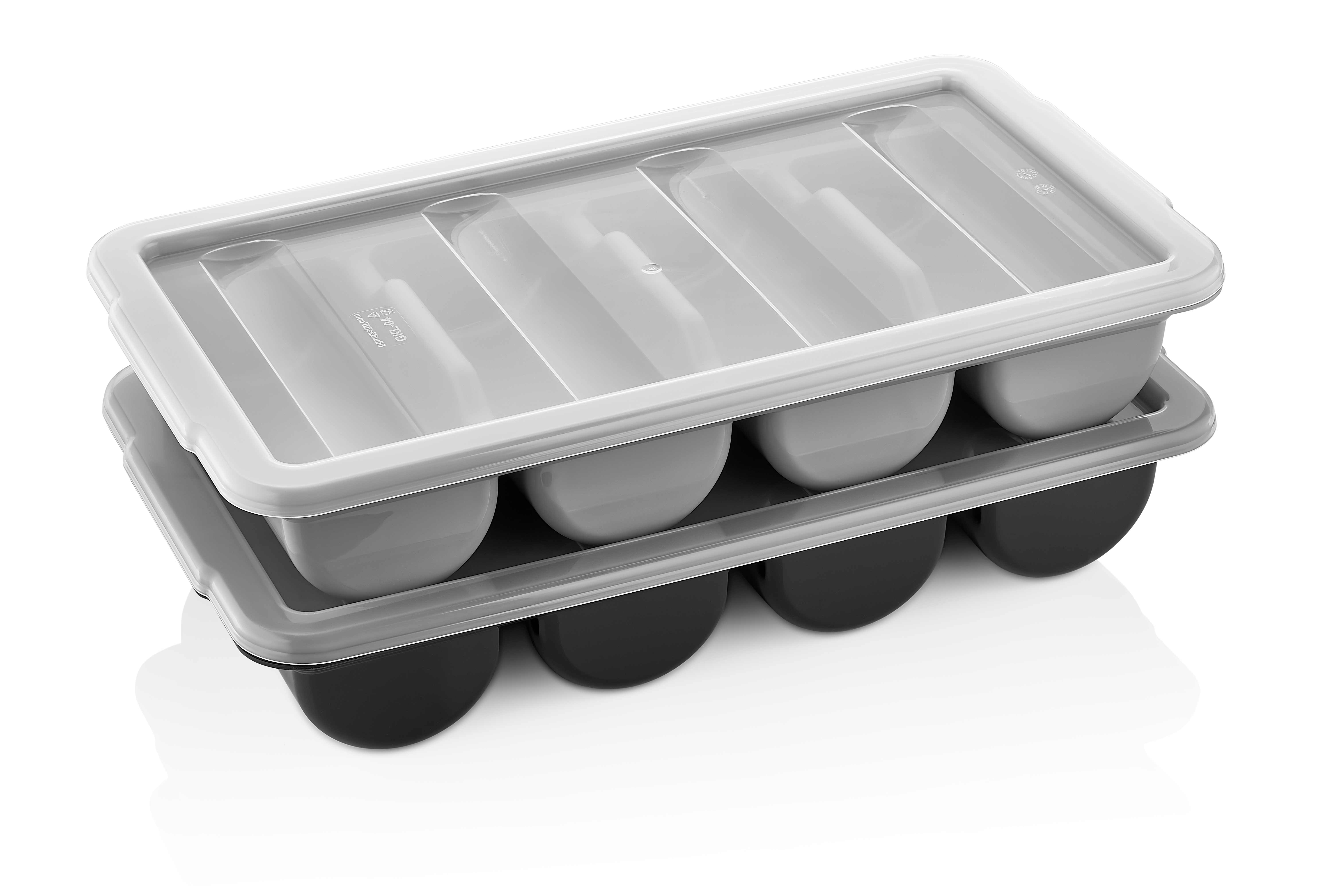 Емкость для столовых приборов Gastroplast 4 секции 530х290х95 мм. серая, п/п /1/12/ GK-04