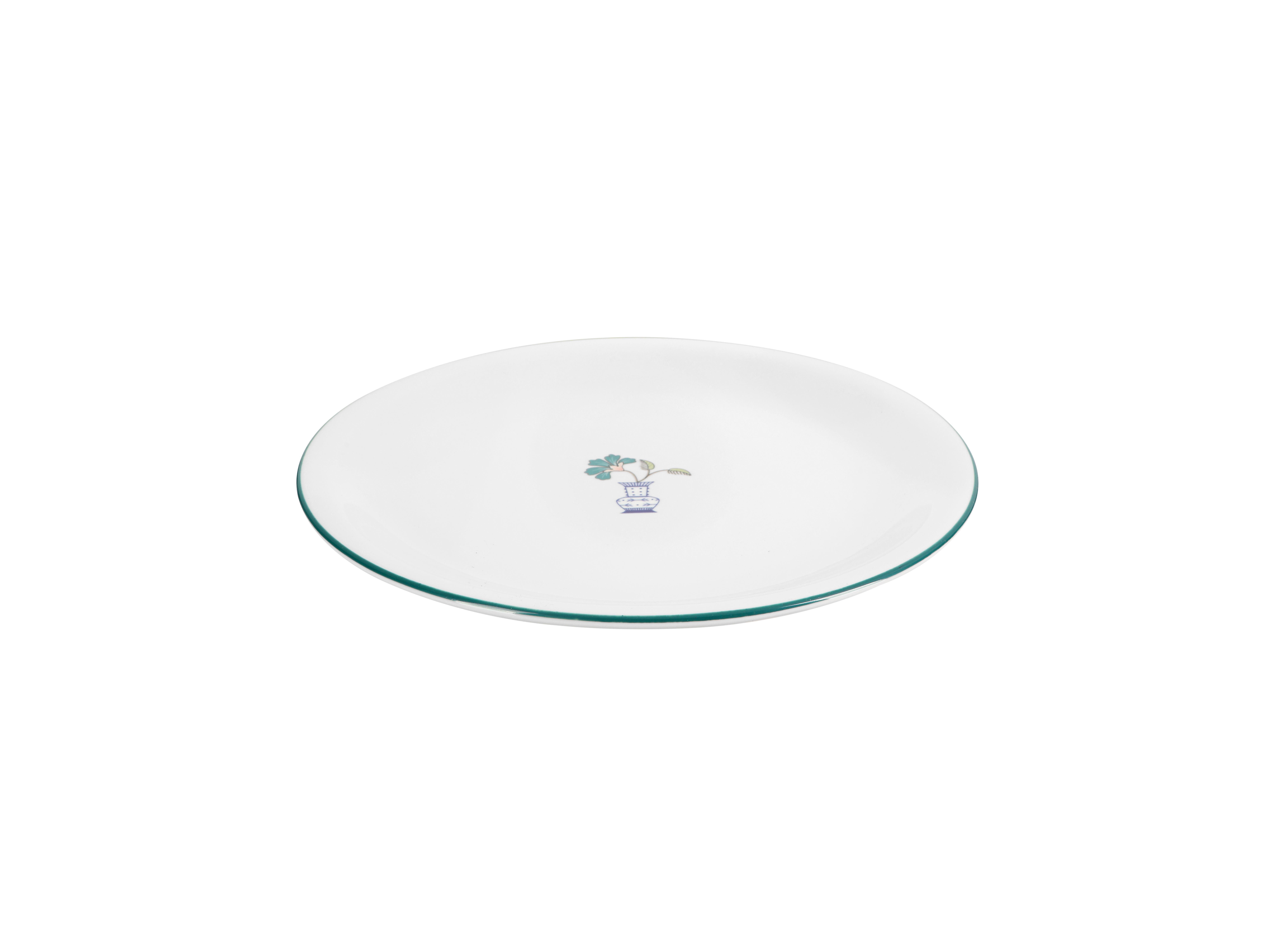 Тарелка мелкая Vaso Piccolo 260 мм, кант зеленый, Porland DS18