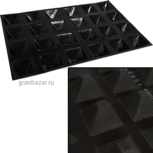 Форма конд. «Пирамида» 7,1*7,1 (24шт); силикон; H=4.1,L=60,B=40см; черный MATFER 336013