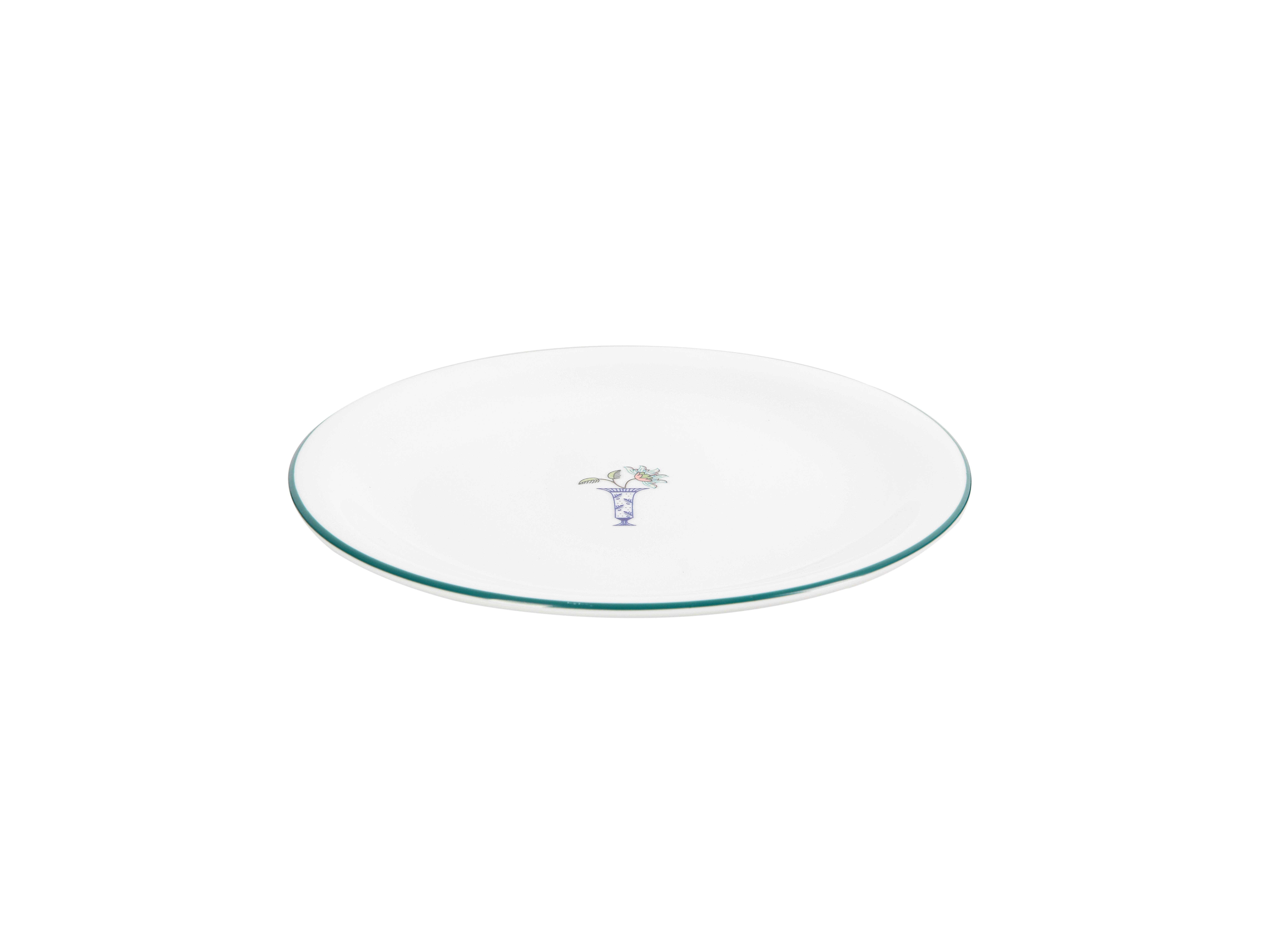 Тарелка мелкая Vaso Piccolo 220 мм, кант зеленый, Porland DS16