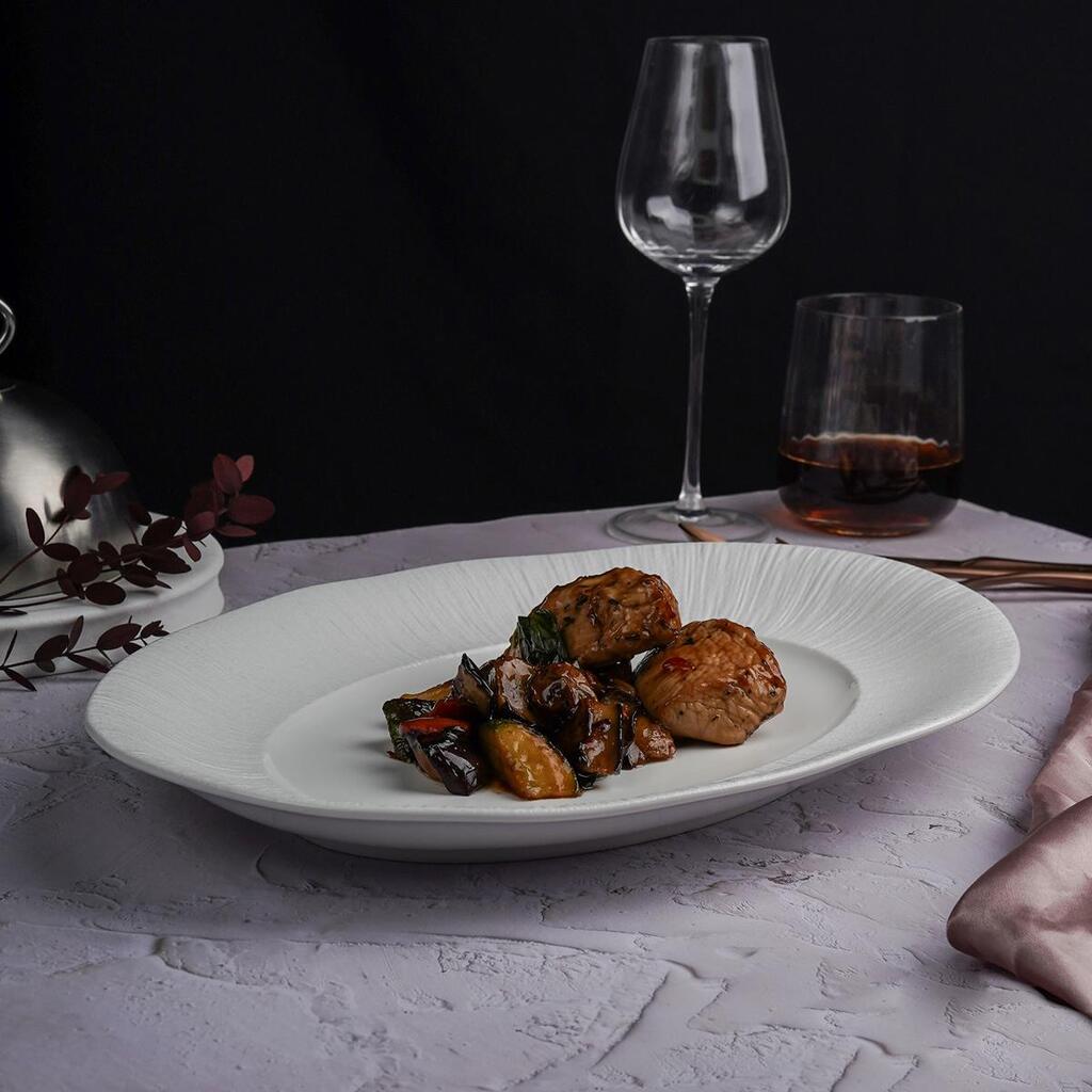 Блюдо Frost White Moon 368х268 мм h40 мм овальное для подачи фарфор P.L. Proff Cuisine ZA0385-14.5-ME