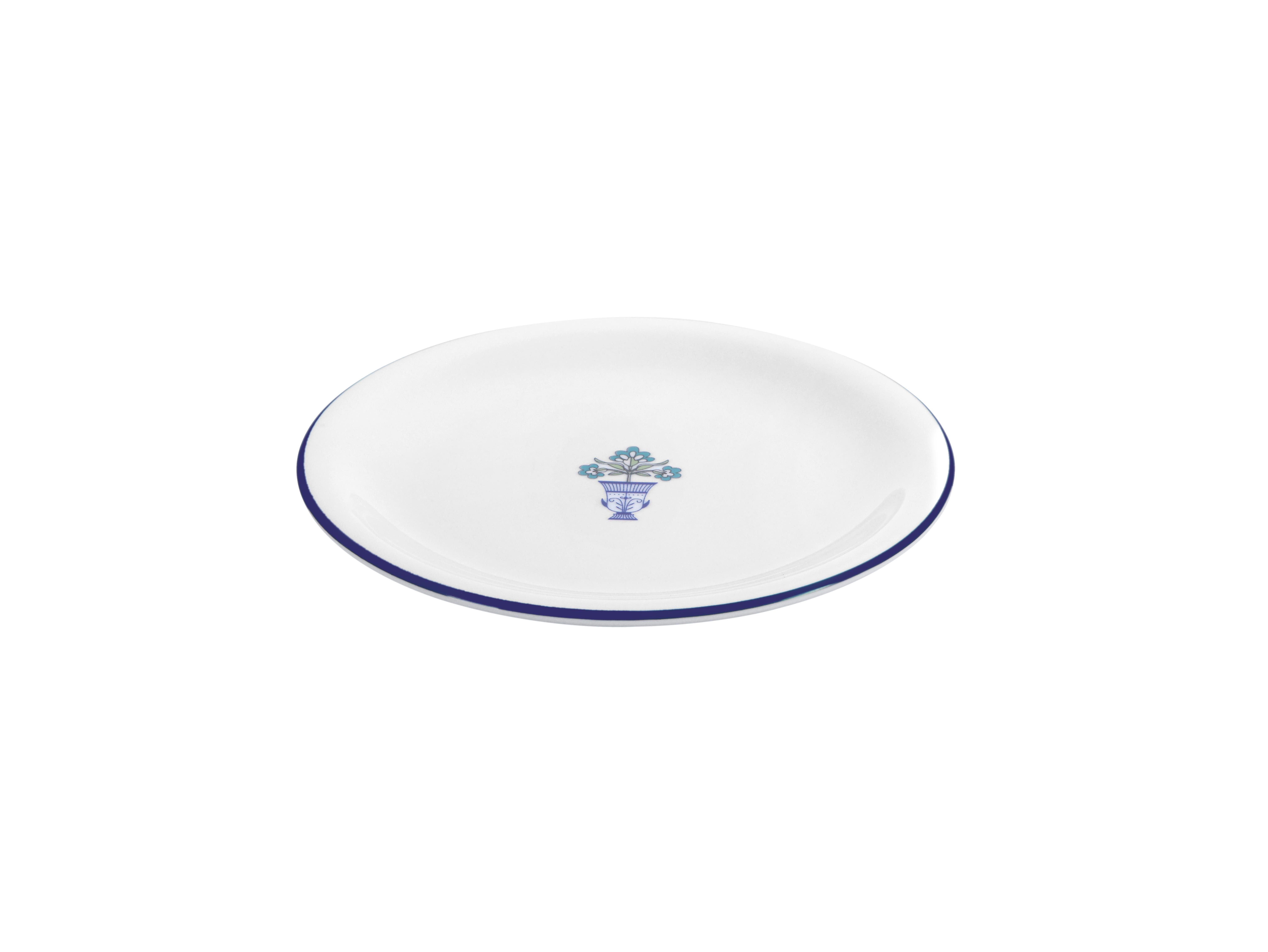 Тарелка мелкая Vaso Piccolo 180 мм, кант синий, Porland DS134