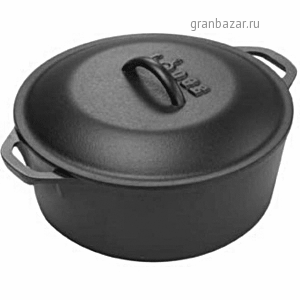 Кастрюля с крыш.; чугун; 4.7л; D=26.5,H=16,B=32.5см; черный Lodge (изделия из чугуна) L8DOL3