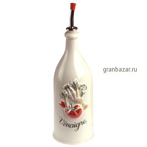 Бутылка д/уксуса «Прованс»; фарфор,металл; 290мл; D=65,H=230,L=70мм; белый,роспись REVOL 615766