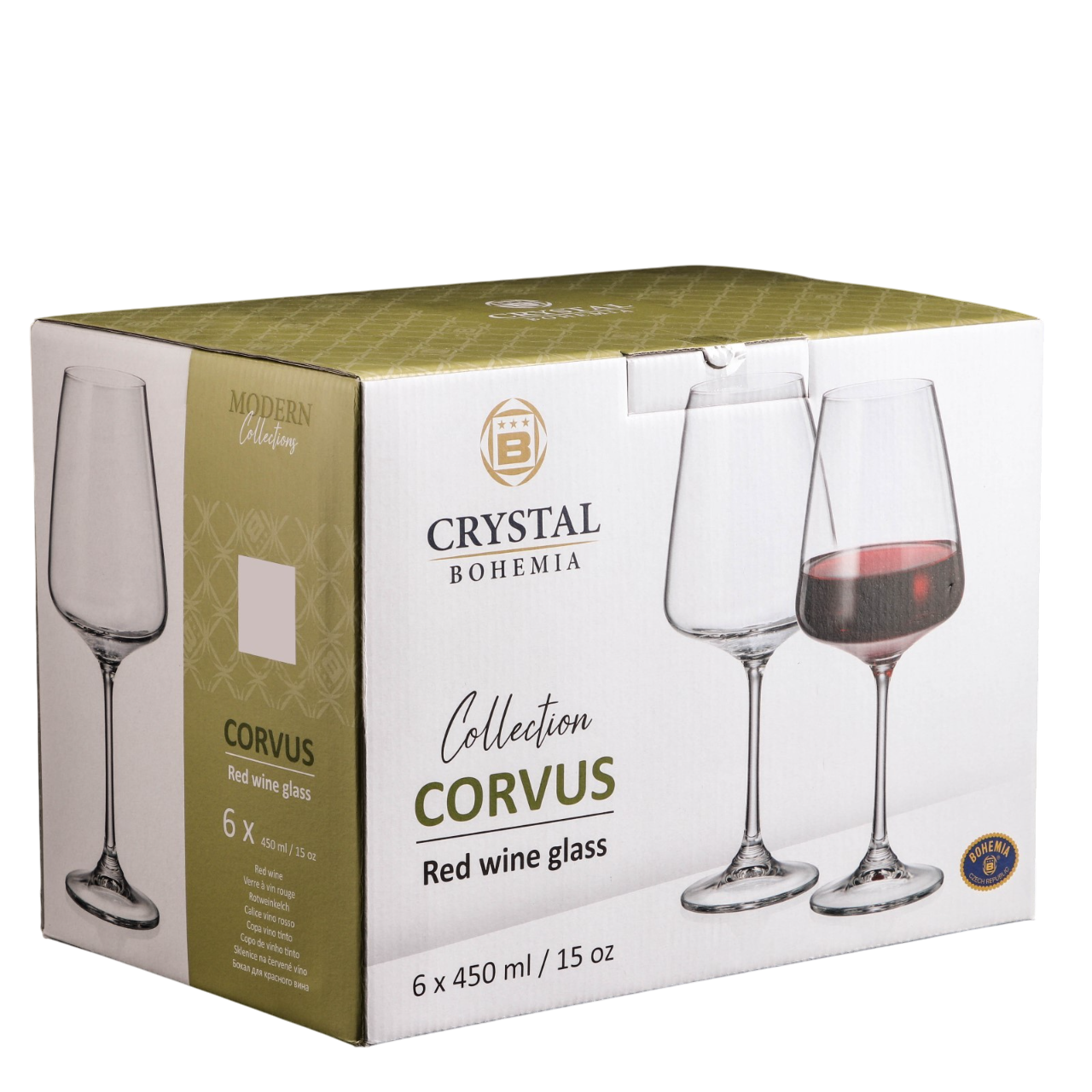 Набор бокалов для вина Corvus, 450 мл, 6 шт., стекло, прозрачный Bohemia Crystal