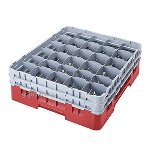 Кассета д/бокалов, 30отд.; поликарбонат; H=17.4см; серый,красный Cambro 30S638
