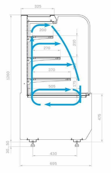 Витрина холодильная кондитерская Полюс KR70 VM 1,3-2 STANDARD 9005-0109 открытая