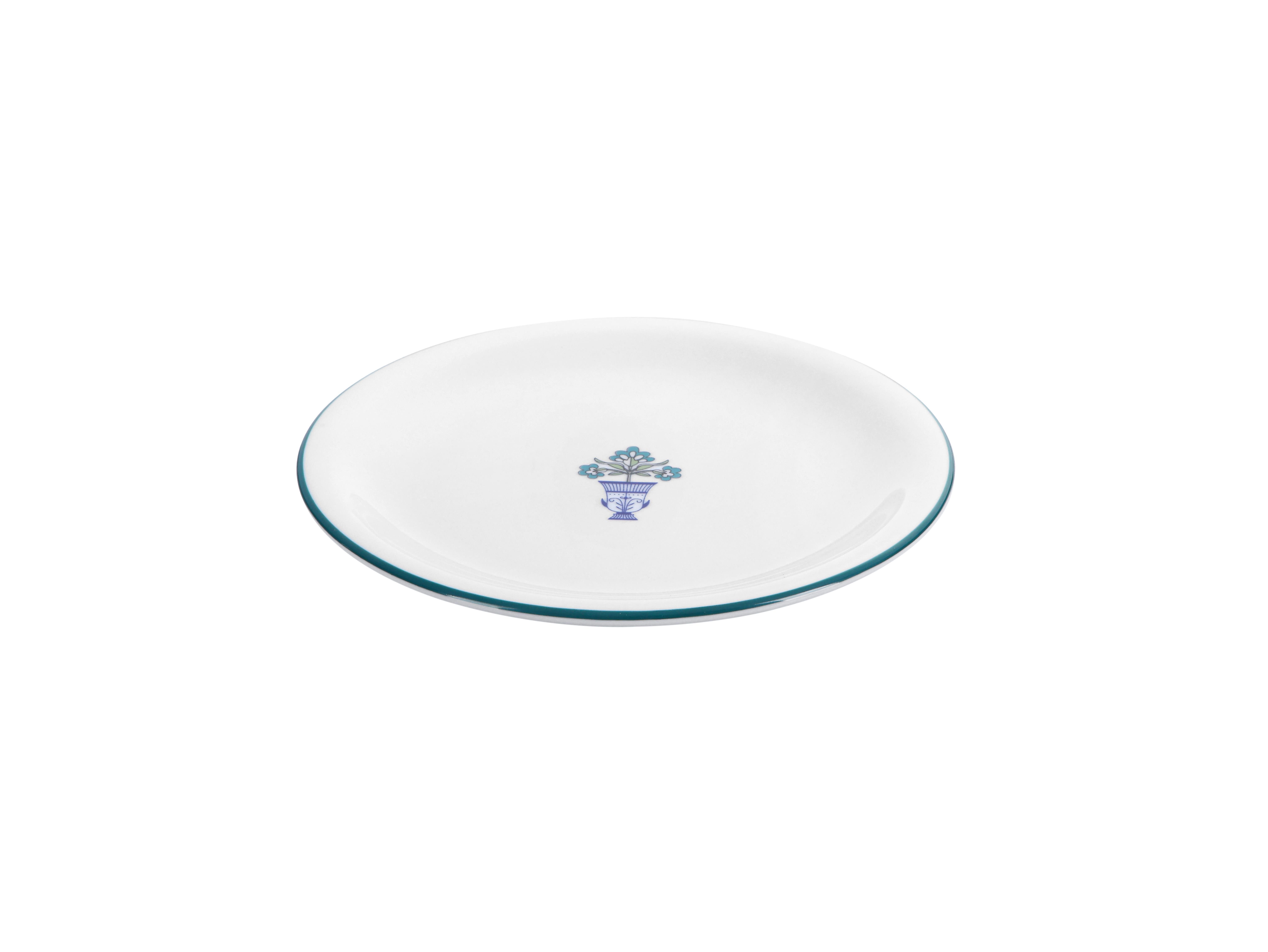 Тарелка мелкая Vaso Piccolo 180 мм, кант зеленый, Porland DS14