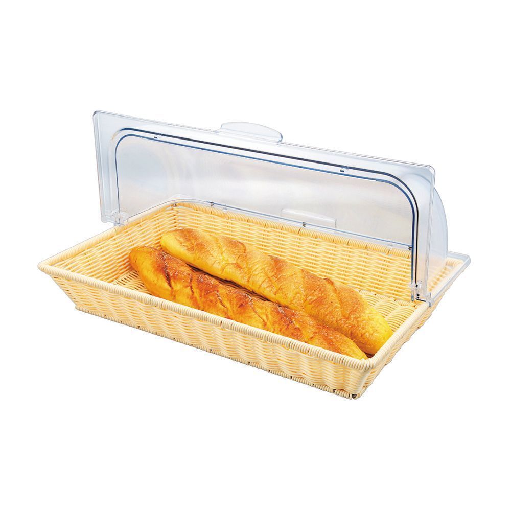 Корзина для хлеба и выкладки 530х330 мм h90 мм с откидной Roll-top крышкой ротанг Sunnex X88013-M