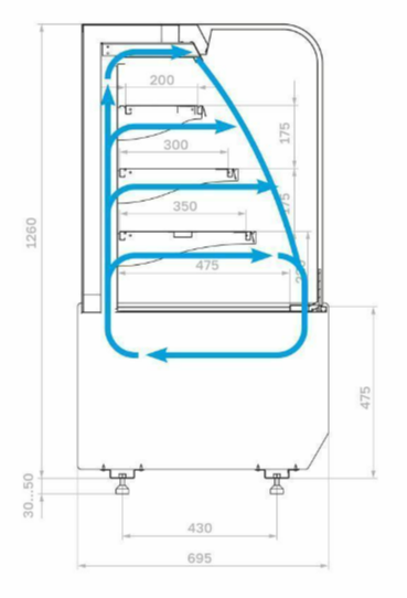 Витрина холодильная кондитерская Полюс KR70 VM 1,3-2 STANDARD 9005-0109 открытая