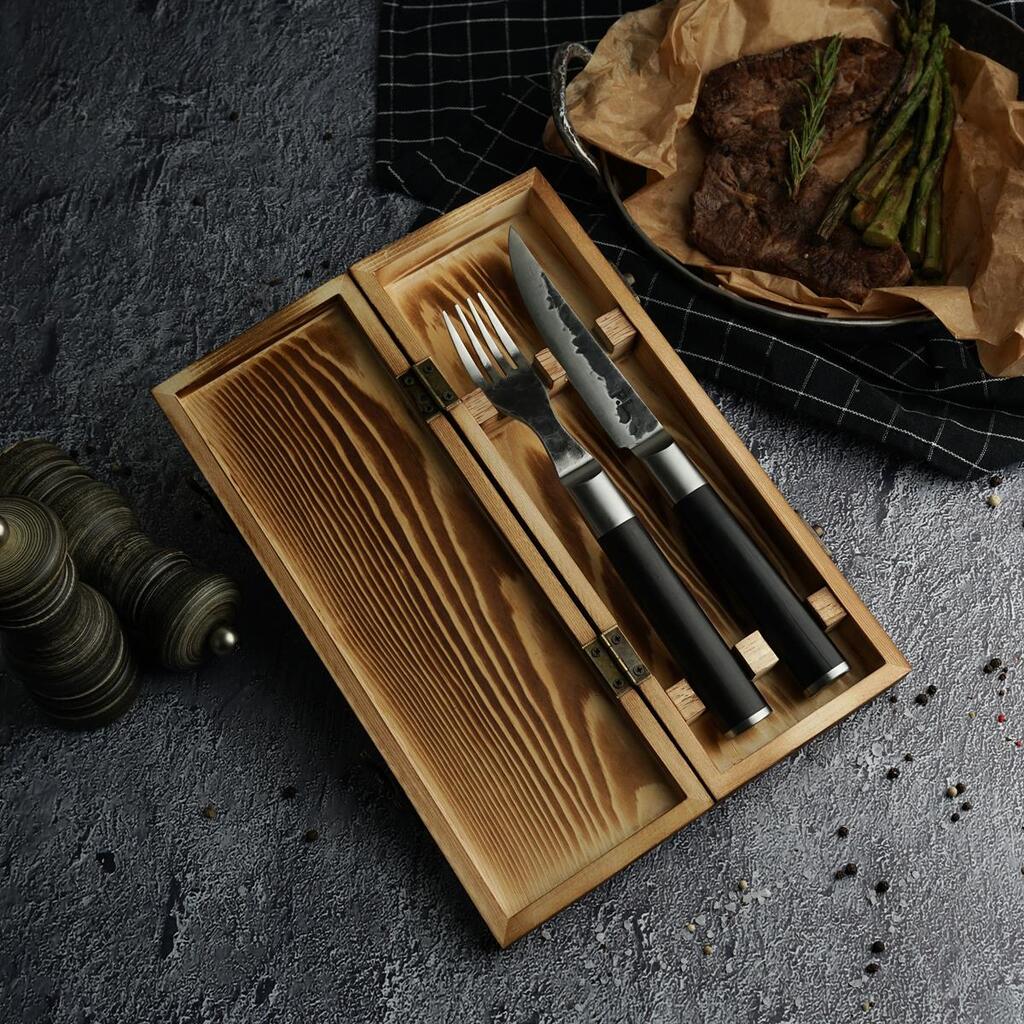 Набор для стейка нож+вилка Vintage Garwin Premium дерев. футляр Pakka Wood P.L. Proff Cuisine JP020-SD