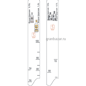 Линейка «Водка Царская 0.5,0.7,0.75.1л»; пластик; L=28,B=2см; белый STEK