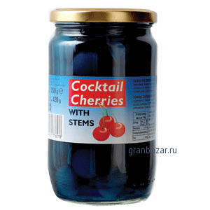 Вишня с черенками «Кокт.» 750 мл. (85шт); стекло; D=8.5,H=15см; синий Luciano 
