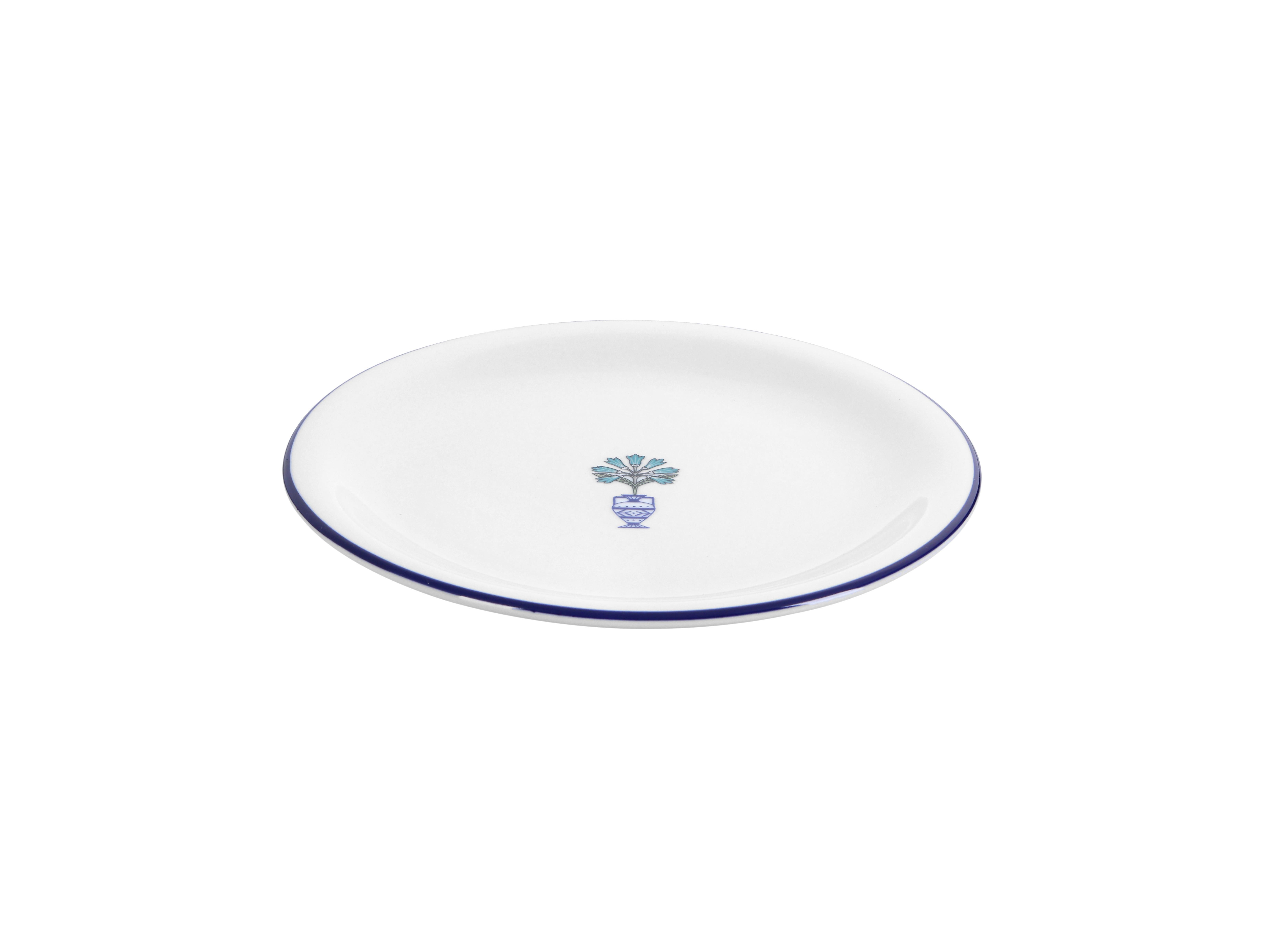 Тарелка мелкая Vaso Piccolo 180 мм, кант синий, Porland DS13