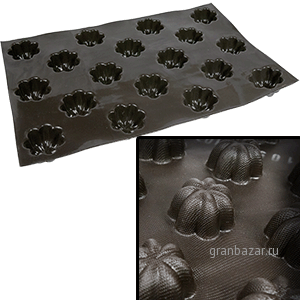 Форма конд. «Шарлотка» (18 ячеек); силикон; D=7.5,H=4,L=60,B=40см; черный MATFER 336090