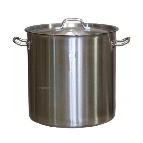 Котел 37 л. нерж. d=360 мм h=360 мм двойное дно (индукция) с крышк. MGSteel 19037