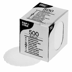 Настольн. подкладки (500шт); бумага; D=80,H=90,L=95,B=80мм; белый Pap Star 12296