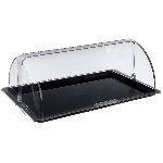 Поднос сервировочный GN 1/1 530*325 мм. поликарбонат, черный, с крышкой Roll-Top Gastroplast /1/