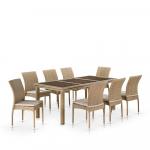 Комплект плетеной мебели из искусственного ротанга T365/Y380B-W65 8PCS Light Brown