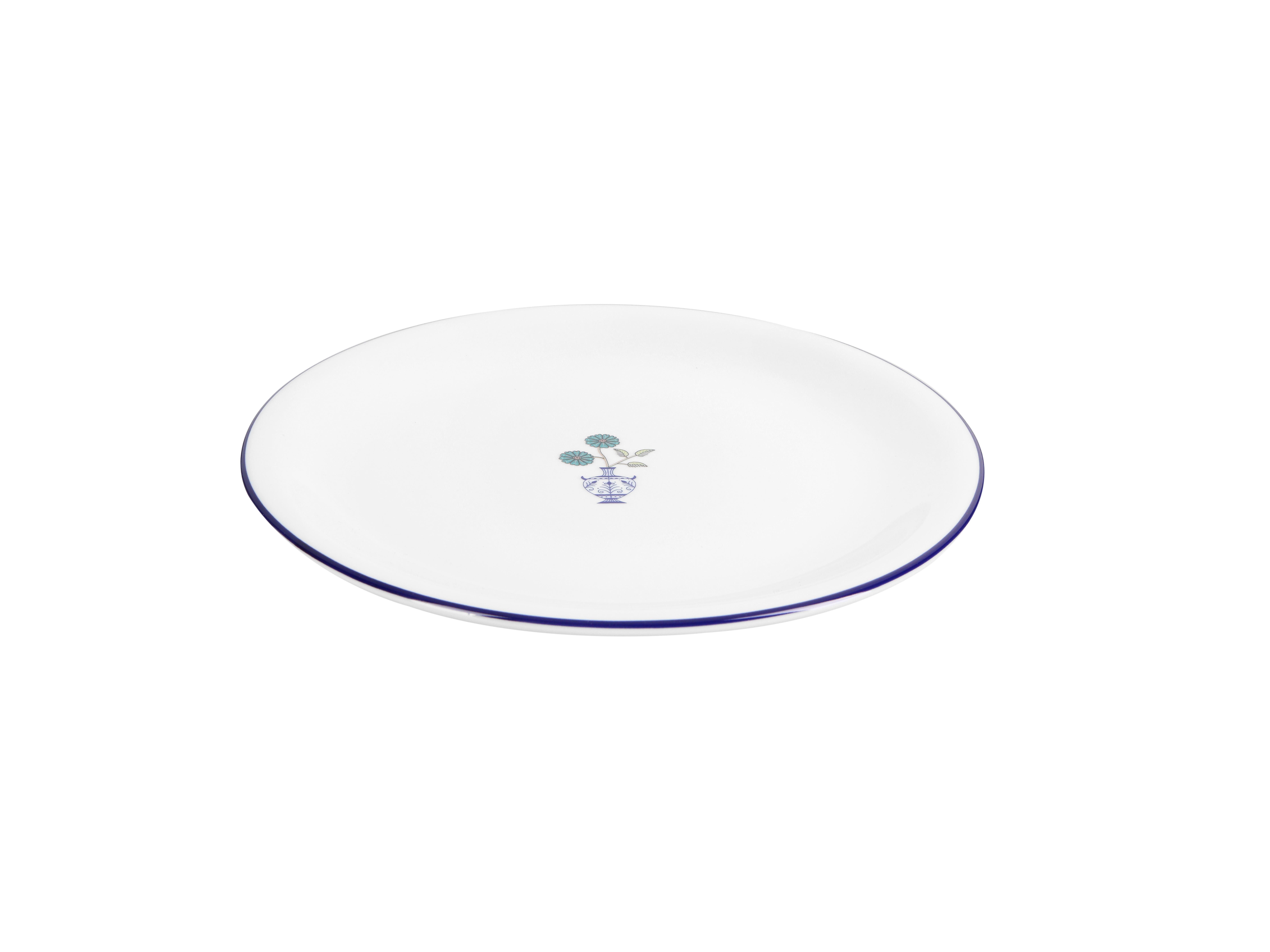 Тарелка мелкая Vaso Piccolo 260 мм, кант синий, Porland DS17