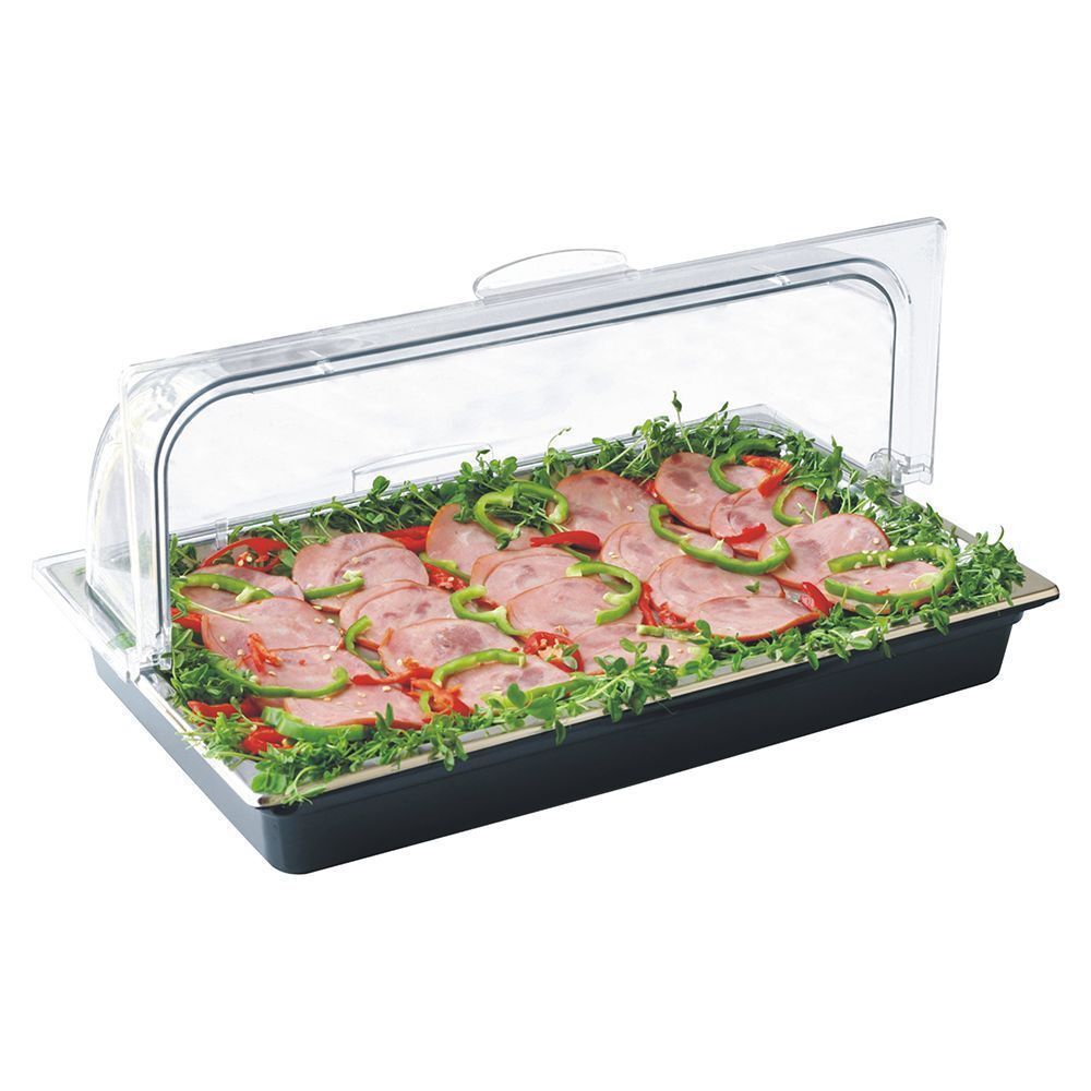 Поднос для выкладки 530х325х237 мм нерж. с пласт. Roll-top крышкой + 2 емкости с хладогеном Sunnex X88189L-2CIB