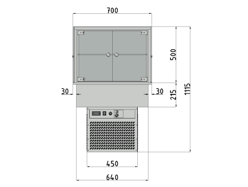 Витрина кондитерская встраиваемая FINIST G812-7/7/5 700х700х500/1115