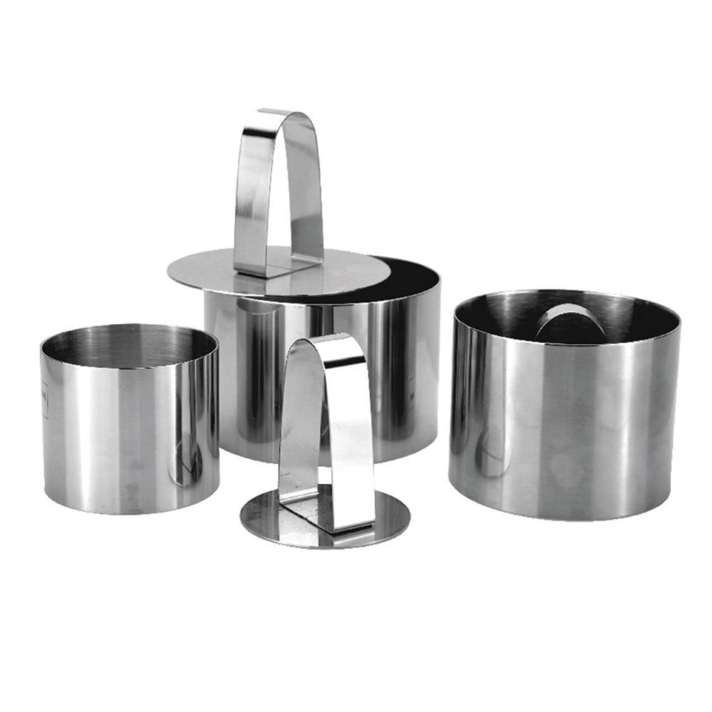 Набор кондитерских колец P.L. Proff Cuisine 3 шт + пресс (75х80 мм/ 65х80 мм/ 89х50 мм), P.L. Proff GS-R4302