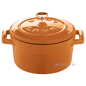 Горшок д/запекания с ручками; чугун; 550мл; оранжев. Paderno 44201O12