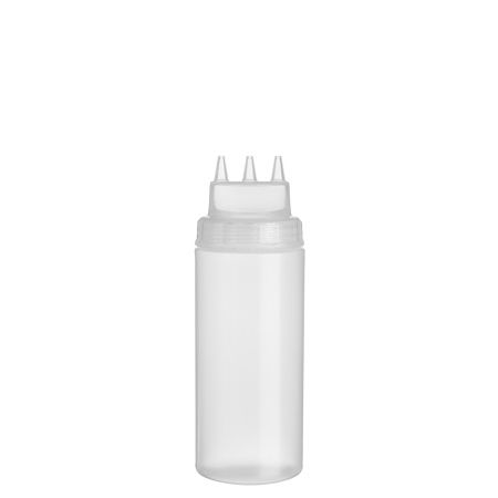 Емкость для соуса 500 мл. d=70 мм. h=200 мм. 3 носика, широкая прозрачная Gastroplast /1/48/