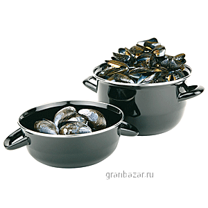 Набор кастрюль д/мидий (2шт); сталь; 5л; D=24.5,H=25.5,L=32.5см; черный APS 627