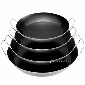 Сковорода д/паэльи 2ручки; голуб.сталь; D=37,H=6,L=44.5см; серый Buyer 5023,37