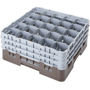 Кассета д/бокалов, 25отд.; поликарбонат; H=19.6см; серый,бежев. Cambro 25S738
